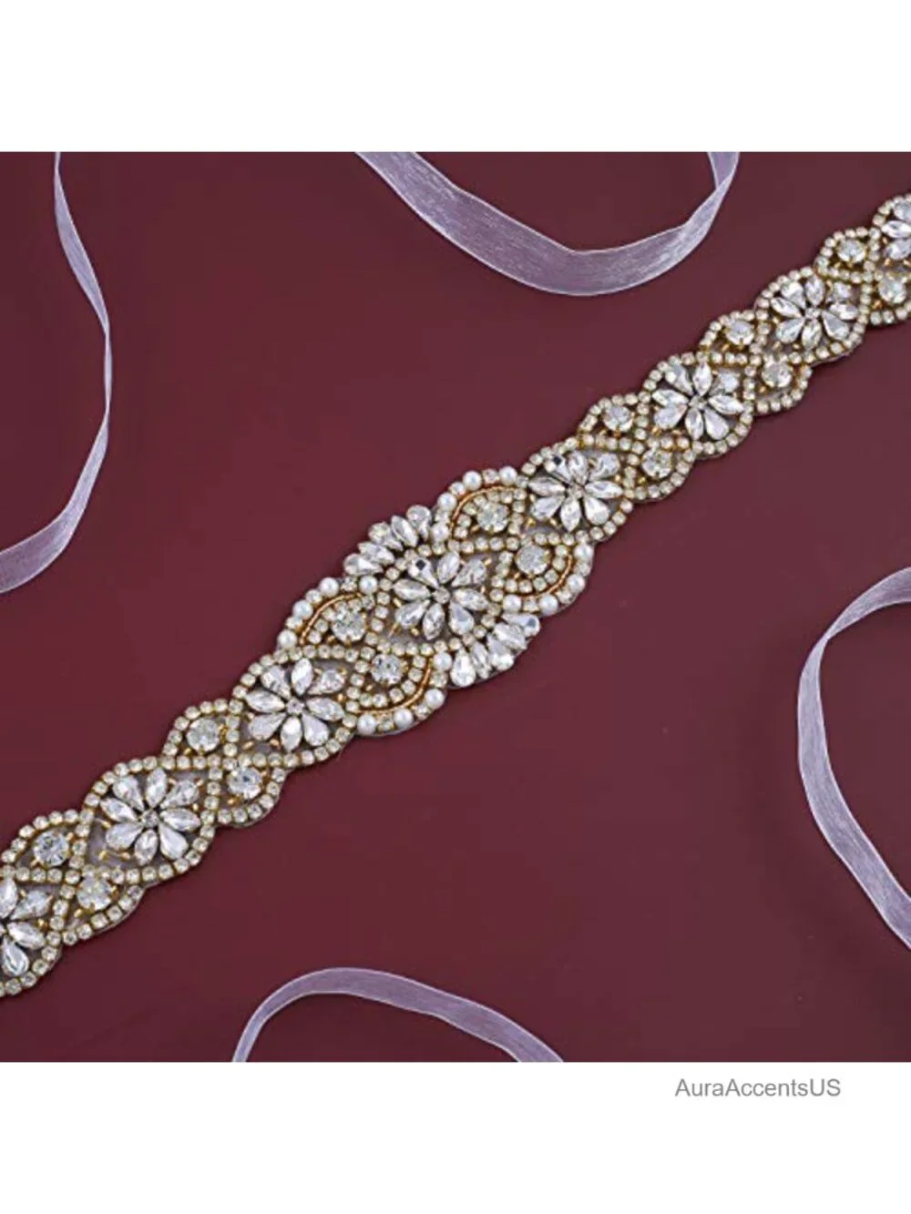 Rhinestone Beaded Bridal Belt Sash for Wedding Gown Organza Plus Size